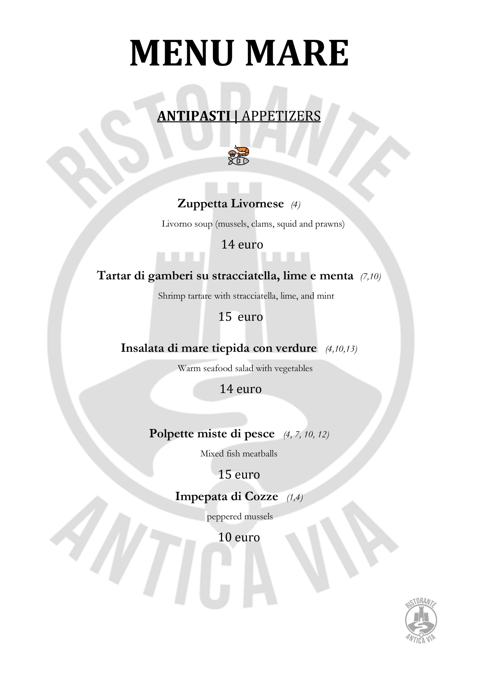 Menu autunno Ristorante Antica via Gambassi Terme