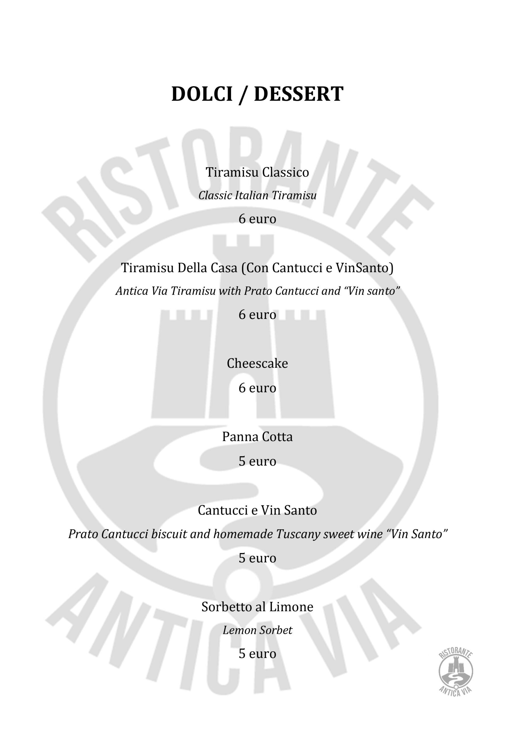 Menu autunno Ristorante Antica via Gambassi Terme